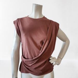 A New Day Slim Fit Wrap Top Womens M Brown Sleeveless